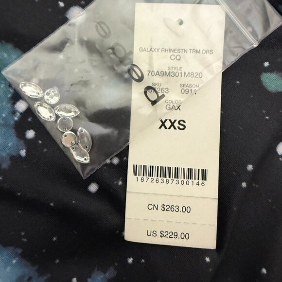 Bebe Addiction Galaxy Rhinestone Trim Mini Dress XXS BNWT - Picture 7 of 8